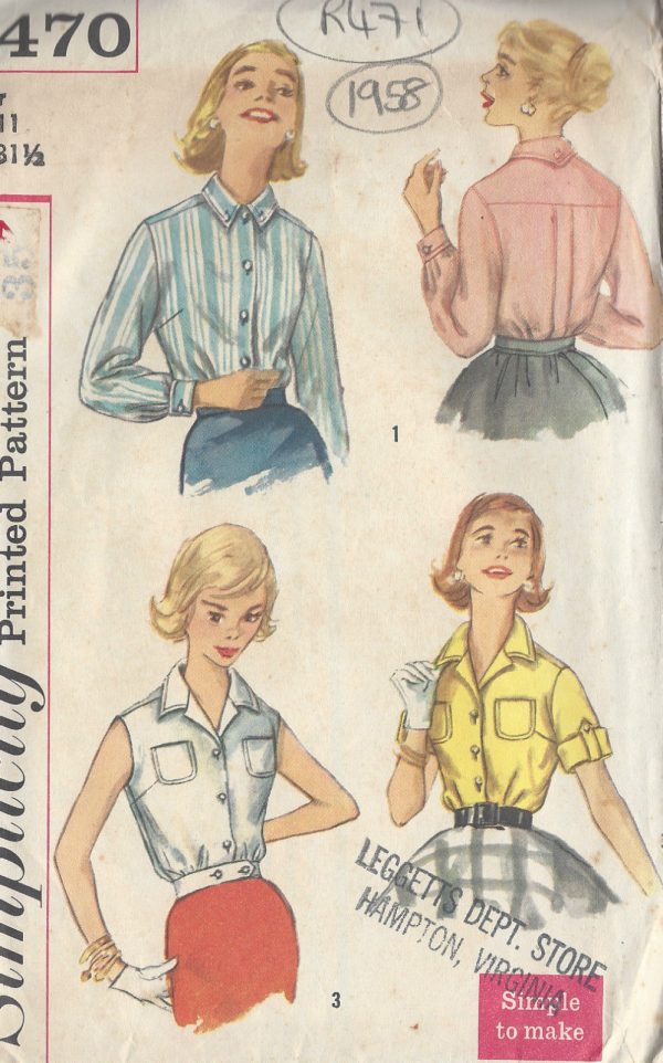 1958-Vintage-Sewing-Pattern-BLOUSE-B31-12-R471-251151591046