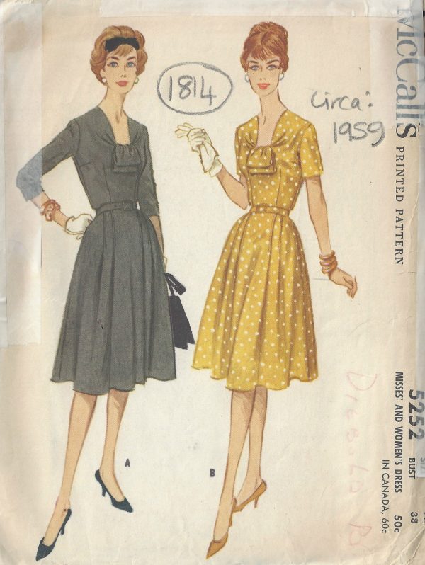1959-Vintage-Sewing-Pattern-B38-DRESS-1814-262944001236