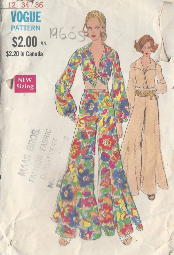 1960s Vintage VOGUE Sewing Pattern B34 BLOUSE & PANTS