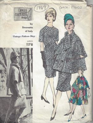 Belinda Bellville 1960s Vintage VOGUE Sewing Pattern B34 JACKET & DRESS 1033R 