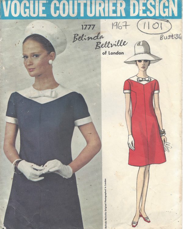 1960s-Vintage-VOGUE-Sewing-Pattern-B36-DRESS-1101-Belinda-Bellville-251340437506