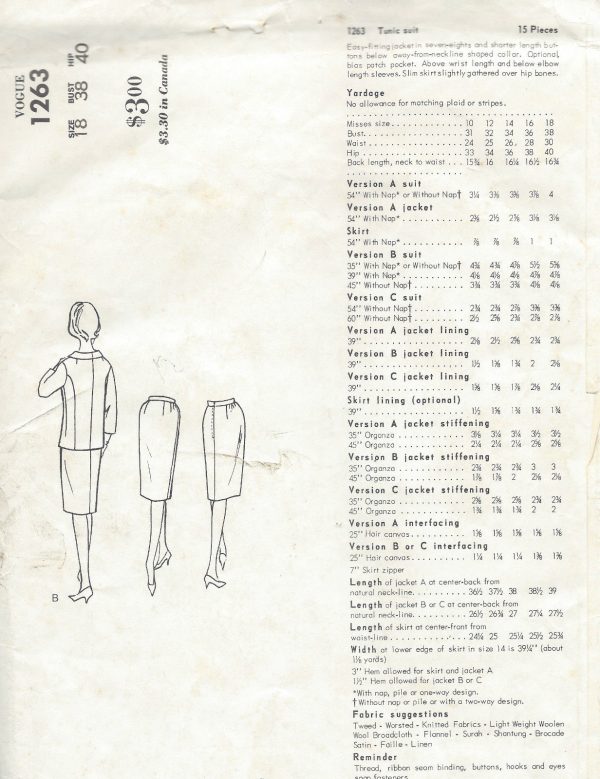 1960s-Vintage-VOGUE-Sewing-Pattern-JACKET-SKIRT-SUIT-B38-1486R-Pierre-Cardin-252075236326-2