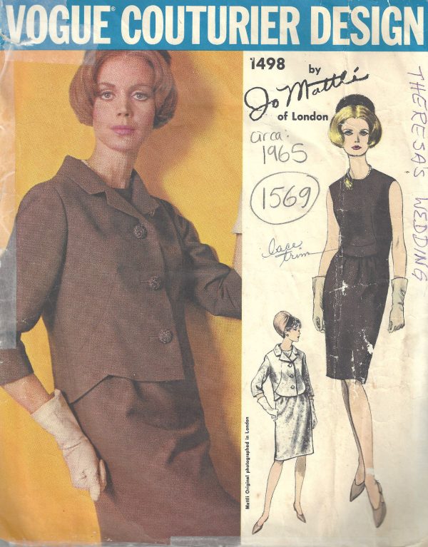 1965-Vintage-VOGUE-Sewing-Pattern-B34-DRESS-JACKET-1569-Jo-Mattli-of-London-262257048536