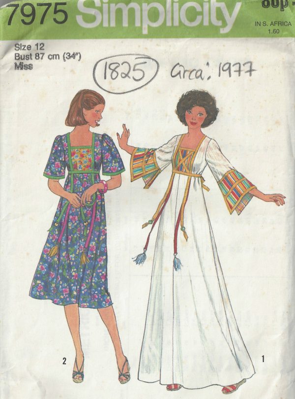1977-Vintage-Sewing-Pattern-B34-PULLOVER-CAFTAN-or-DRESS-1825-252882780916