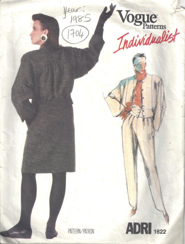 1985-Vintage-VOGUE-Sewing-Pattern-B36-JACKET-SKIRT-PANTS-1704R-By-Adri-262557486266