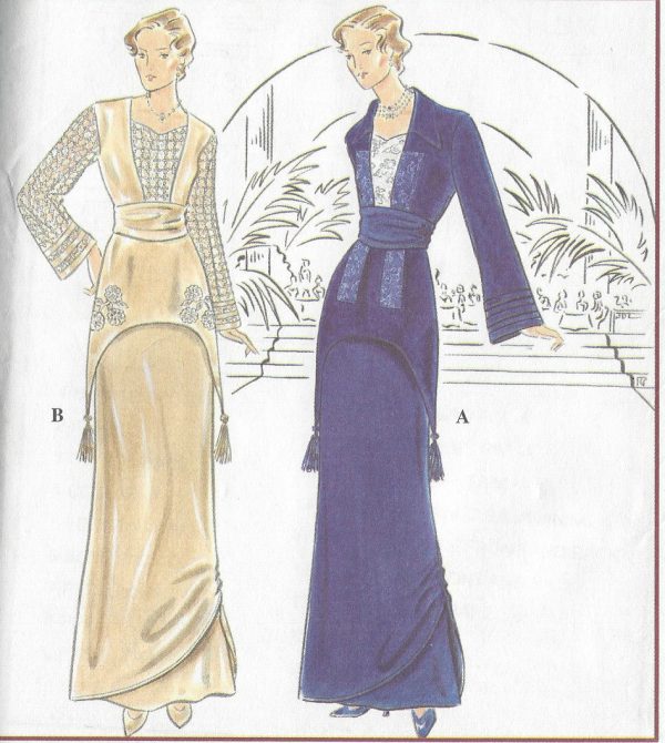 1900s-Edwardian-Vintage-Sewing-Pattern-TWO-PIECE-DRESS-B40-42-44-1025-252326176257