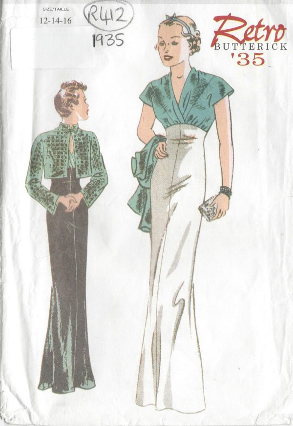 1935-Vintage-Sewing-Pattern-DRESS-JACKET-B34-36-38-R412-251146033427