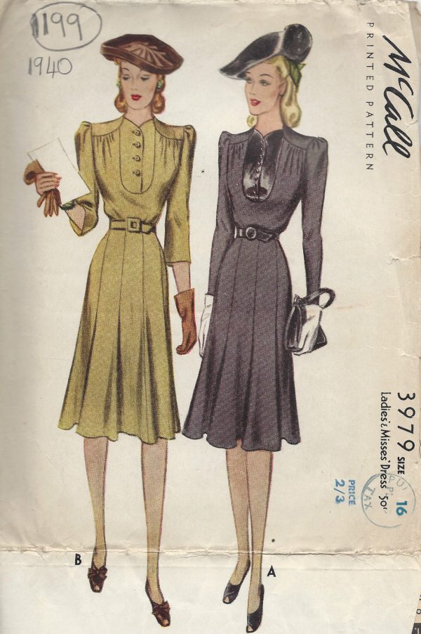 1940-WW2-Vintage-Sewing-Pattern-B34-DRESS-1199-251501119087