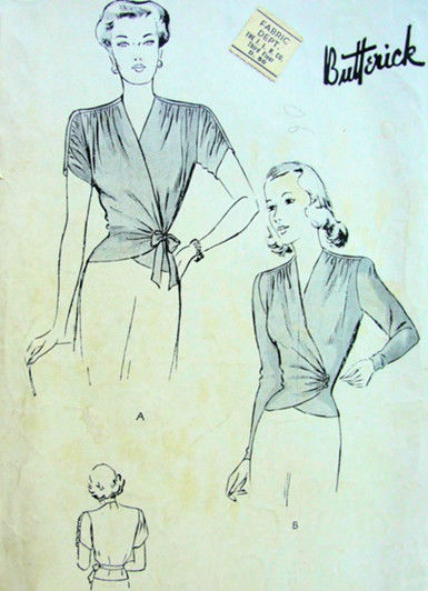 1940s-Vintage-Sewing-Pattern-B32-WRAP-AROUND-BLOUSE-R776-251186688557