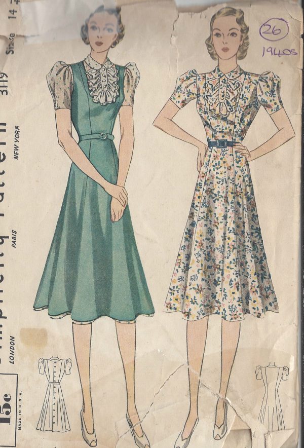 1940s-Vintage-Sewing-Pattern-DRESS-B32-26-251149354247