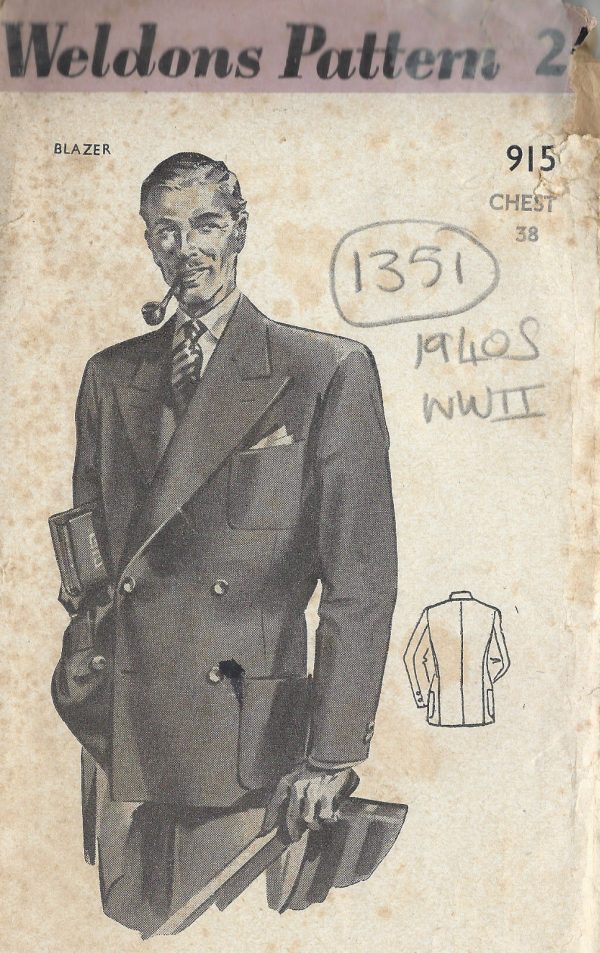 1940s-WW2-Vintage-Sewing-Pattern-MENS-JACKET-BLAZER-C38-1351-261671890357