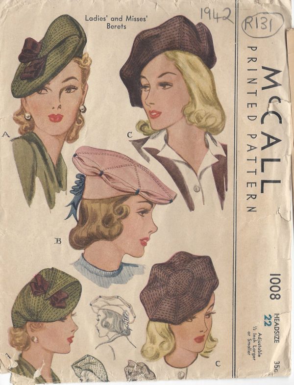 1942-Vintage-Sewing-Pattern-HAT-S22-R131-251144406797