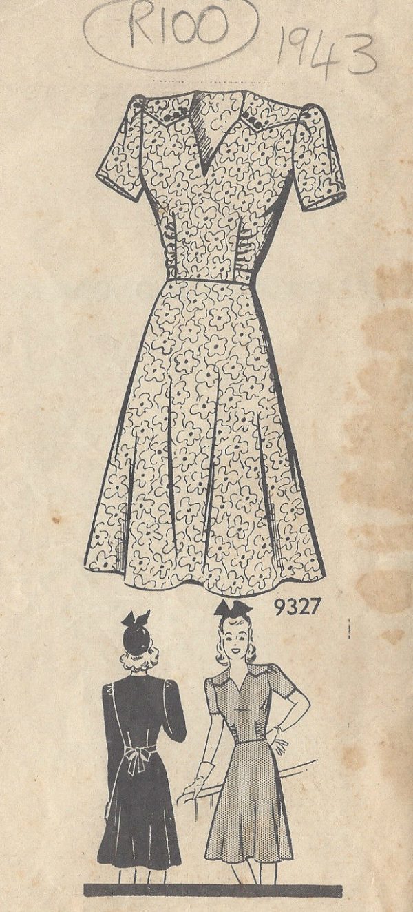 1943-Vintage-Sewing-Pattern-B36-DRESS-R100-By-Marian-Martin-251144495987