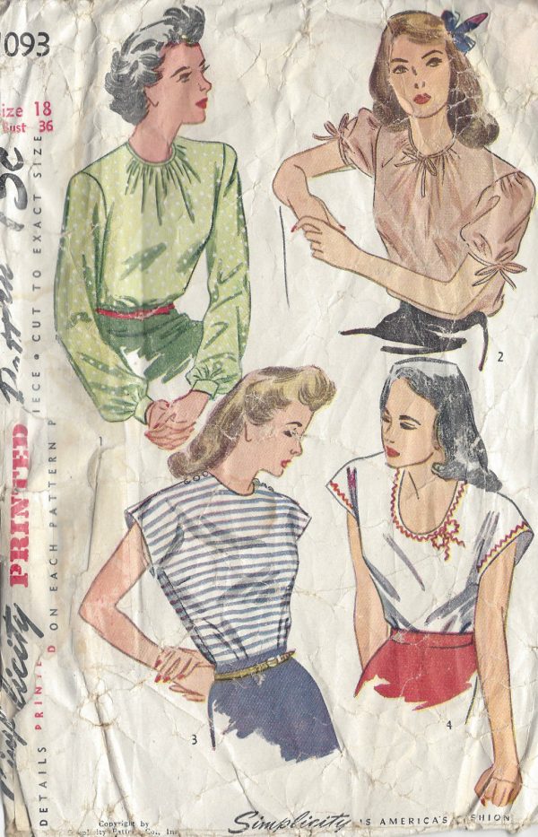 1944-Vintage-Sewing-Pattern-BLOUSE-B36-R658-251177243987