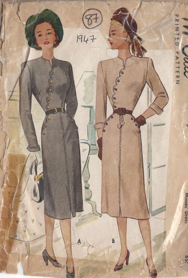 1947-Vintage-Sewing-Pattern-DRESS-B36-87-251149220777
