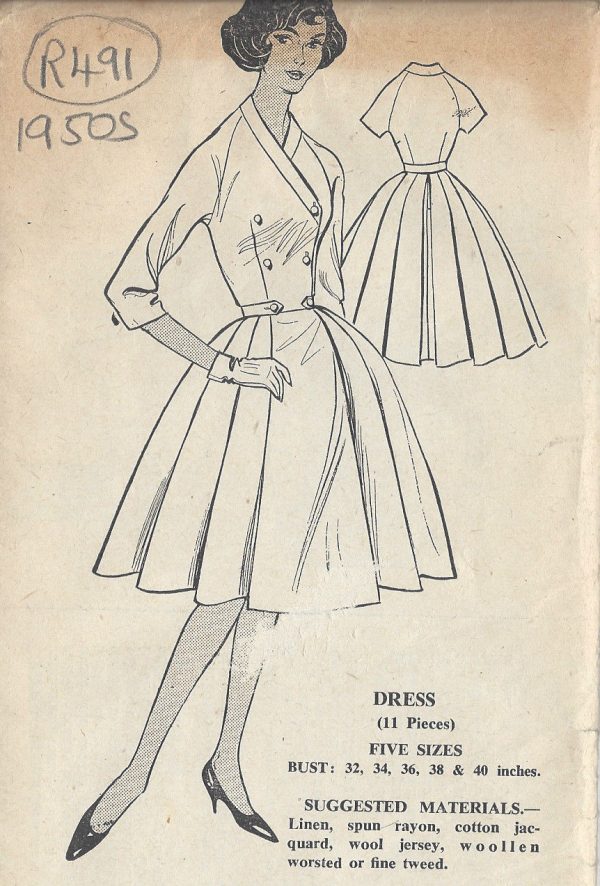 1950s-Vintage-Sewing-Pattern-B34-DRESS-R491-251151081747