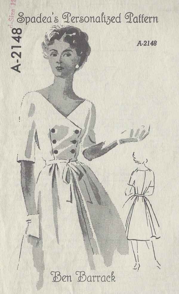 1950s-Vintage-Sewing-Pattern-B35-DRESS-R670-By-Ben-Barrack-SPADEA-PATTERN-261982318447
