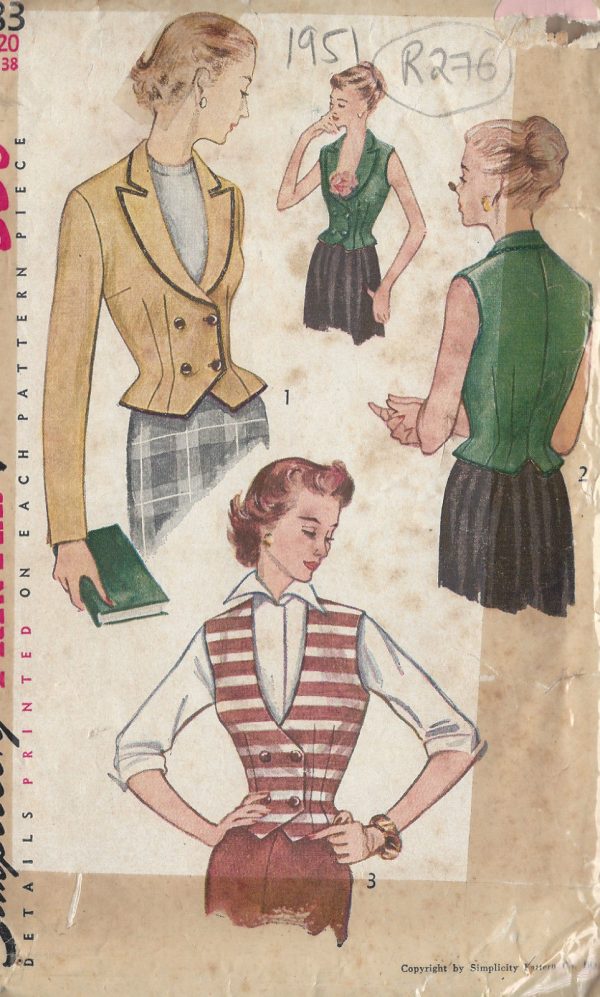 1951-Vintage-Sewing-Pattern-B38-JACKET-WESKIT-R276-251162221837
