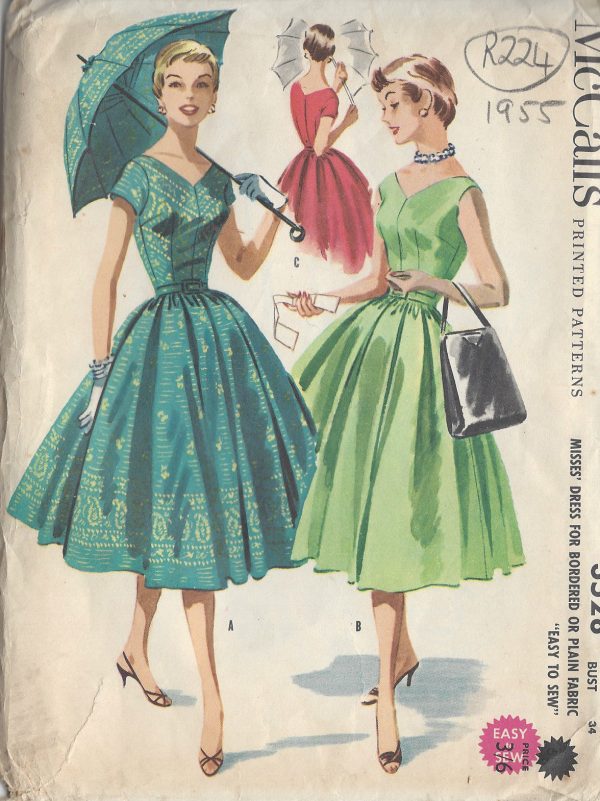 1955-Vintage-Sewing-Pattern-B34-DRESS-R224-251164513887