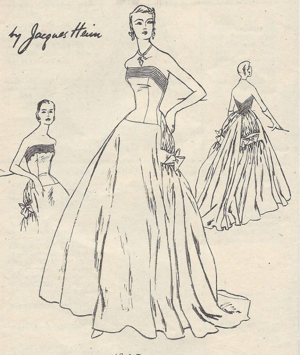 1955-Vintage-VOGUE-Sewing-Pattern-B34-DRESS-EVENING-GOWN-1290-By-JACQUES-HEIM-261872437637-4