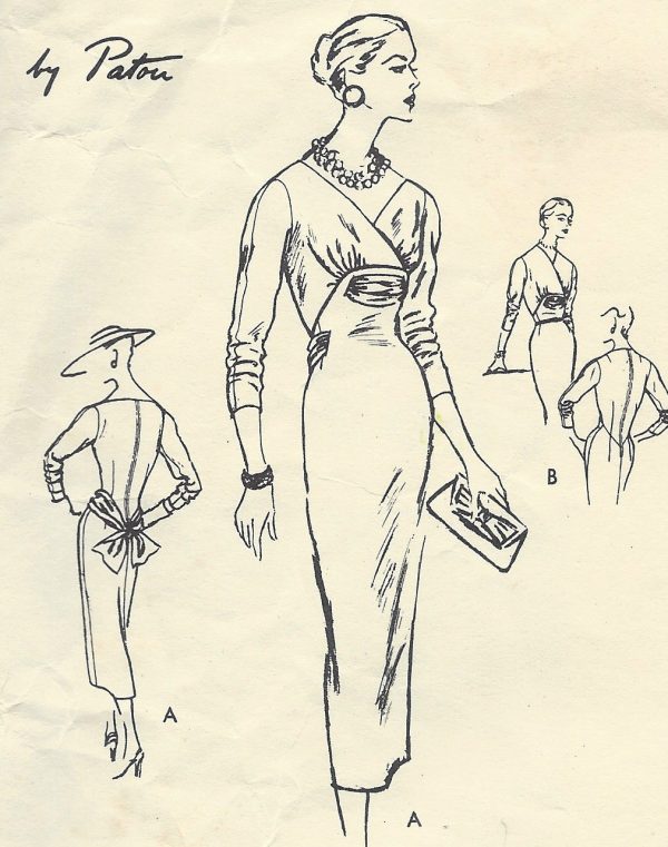 1955-Vintage-VOGUE-Sewing-Pattern-DRESS-B34-1475-By-Patou-262001107587-3