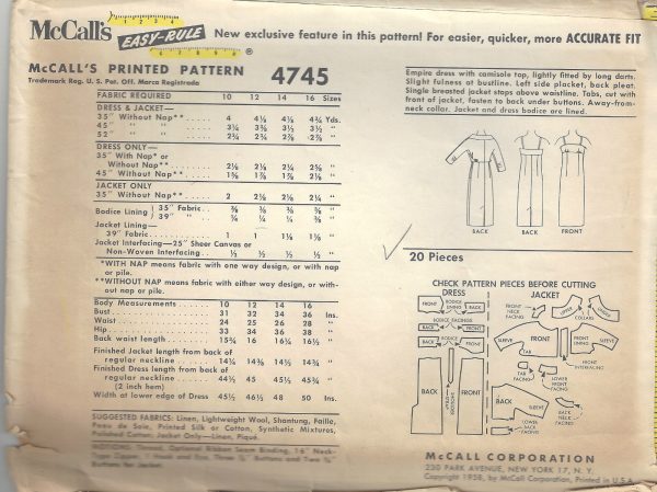 1956-Vintage-Sewing-Pattern-B36-JACKET-DRESS-1567R-262257060647-2