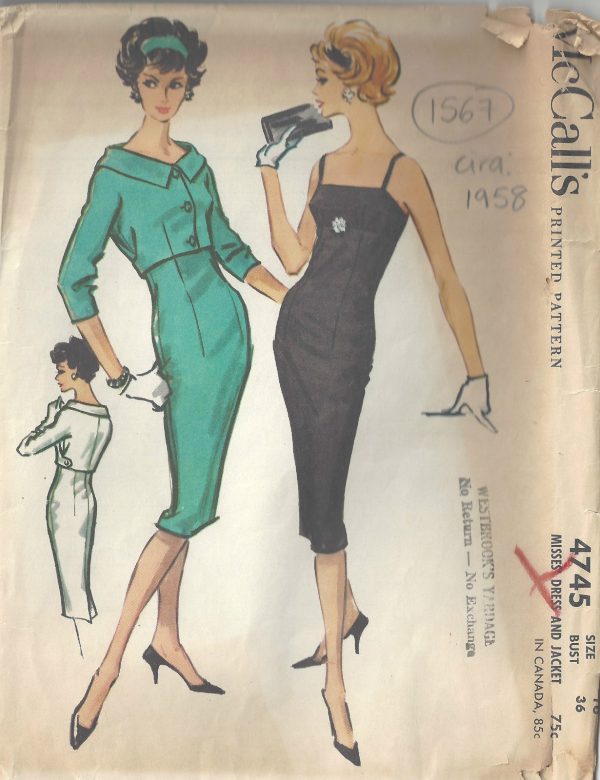 1956-Vintage-Sewing-Pattern-B36-JACKET-DRESS-1567R-262257060647