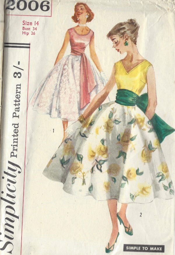 1957-Vintage-Sewing-Pattern-B34-SKIRT-BLOUSE-SASH-1359-261672057737
