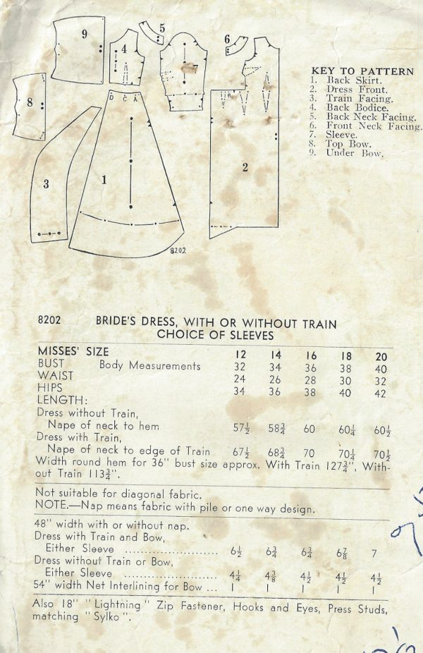 1960s-Vintage-Sewing-Pattern-B34-WEDDING-DRESS-with-or-without-TRAIN-1632-252369869967-2