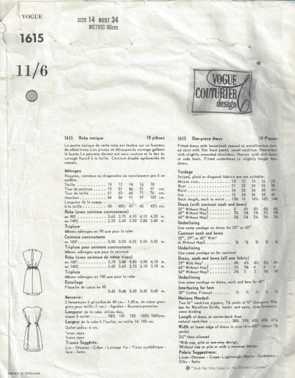 1960s-Vintage-VOGUE-Sewing-Pattern-B34-DRESS-1717-By-Ronald-Paterson-262601131967-2