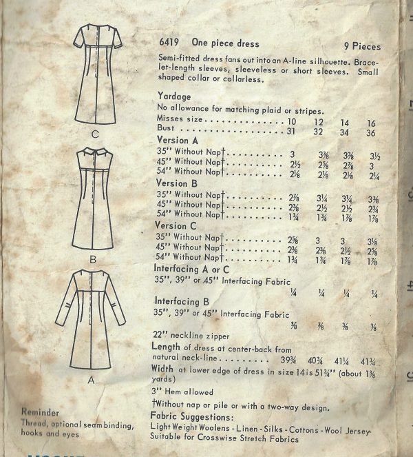1960s-Vintage-VOGUE-Sewing-Pattern-B36-DRESS-1620-252368710447-2