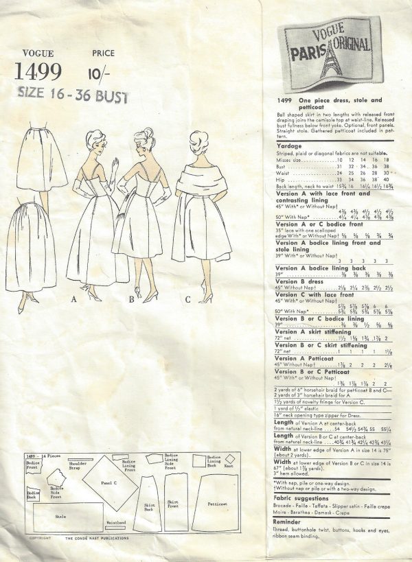 1960s-Vintage-VOGUE-Sewing-Pattern-B36-DRESS-STOLE-PETTICOAT-1581-Nina-Ricci-252315489957-2