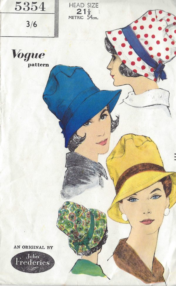1960s-Vintage-VOGUE-Sewing-Pattern-SIZE21-12-HAT-1196-By-John-Frederics-261448549927