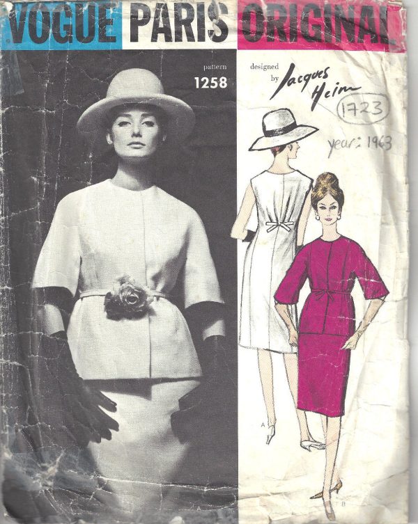 1963-Vintage-VOGUE-Sewing-Pattern-B32-JACKET-DRESS-1723R-Jacques-hHim-262565937137