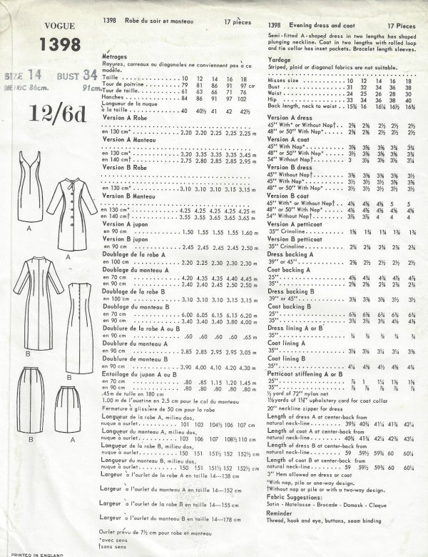 1964-Vintage-VOGUE-Sewing-Pattern-B34-EVENING-DRESS-COAT-1627-CHRISTIAN-DIOR-262408333607-2