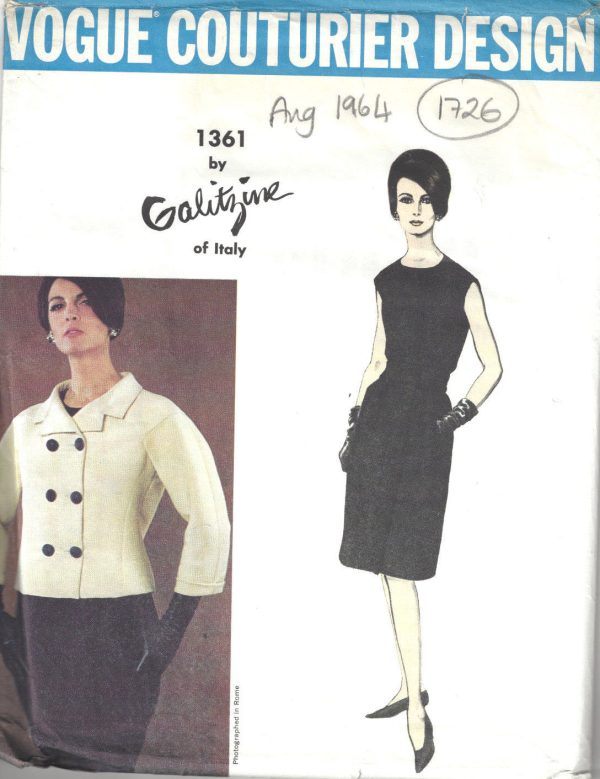 1964-Vintage-VOGUE-Sewing-Pattern-B34-JACKET-DRESS-1726R-By-Galitzine-252518857127