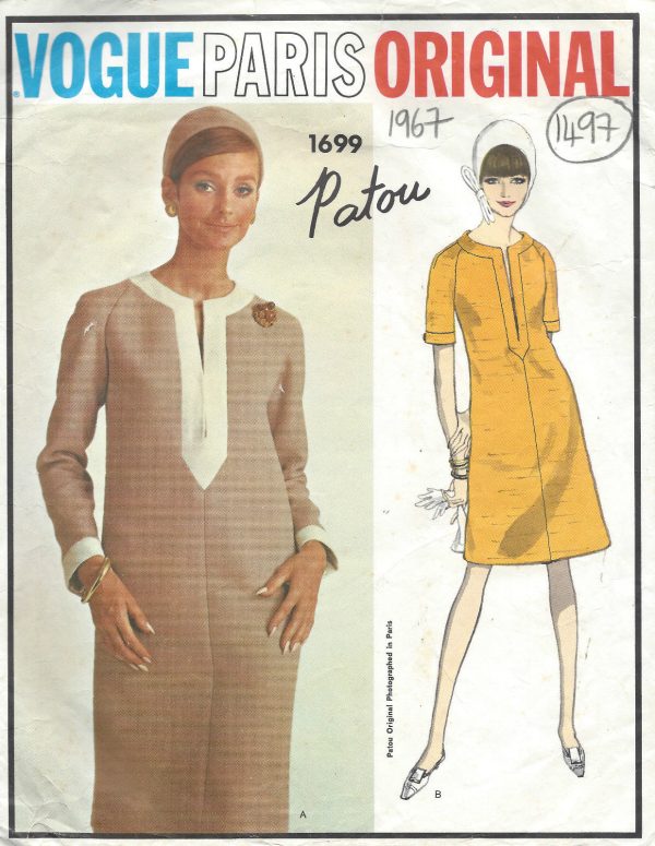 1967-Vintage-VOGUE-Sewing-Pattern-DRESS-B32-1497-By-Patou-252082024947