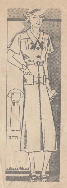 1930s-Vintage-Sewing-Pattern-B36-DRESS-R845-By-ANNE-ADAMS-261162987548