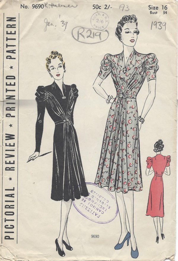 1939-Vintage-Sewing-Pattern-B34-DRESS-R219-251154316888