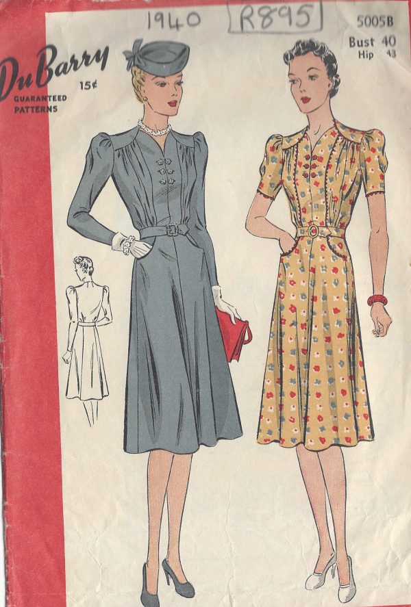 1940-Vintage-Sewing-Pattern-B40-DRESS-R895-By-Du-Barry-251234841648