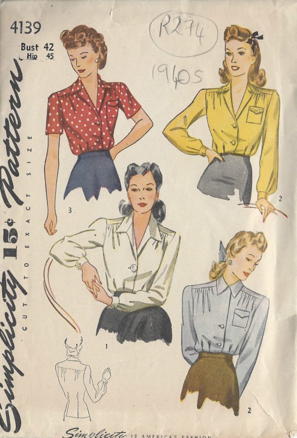 1940s-Vintage-Sewing-Pattern-BLOUSE-B42-R274-251946386798