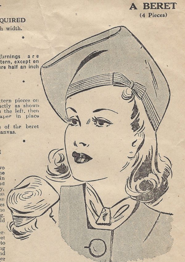 1940s-WW2-Vintage-Sewing-Pattern-BERET-SIZE-22-1281-261509982348