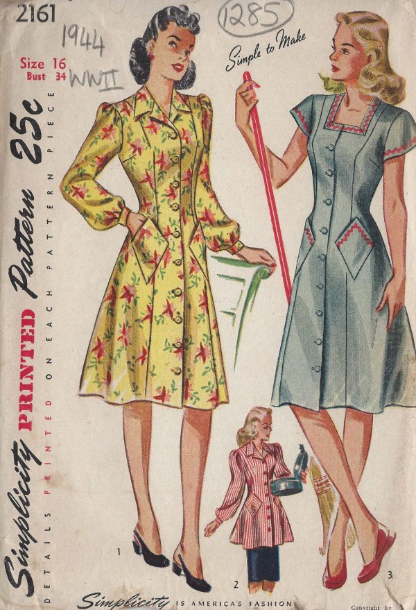 1944-Vintage-Sewing-Pattern-DRESS-B34-1285-261510013078