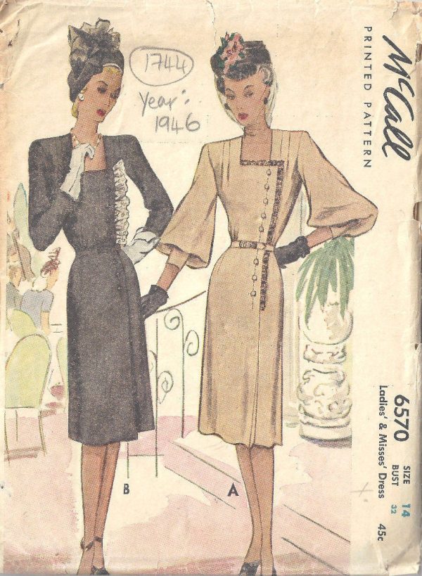 1946-Vintage-Sewing-Pattern-B32-DRESS-1744-262582155268