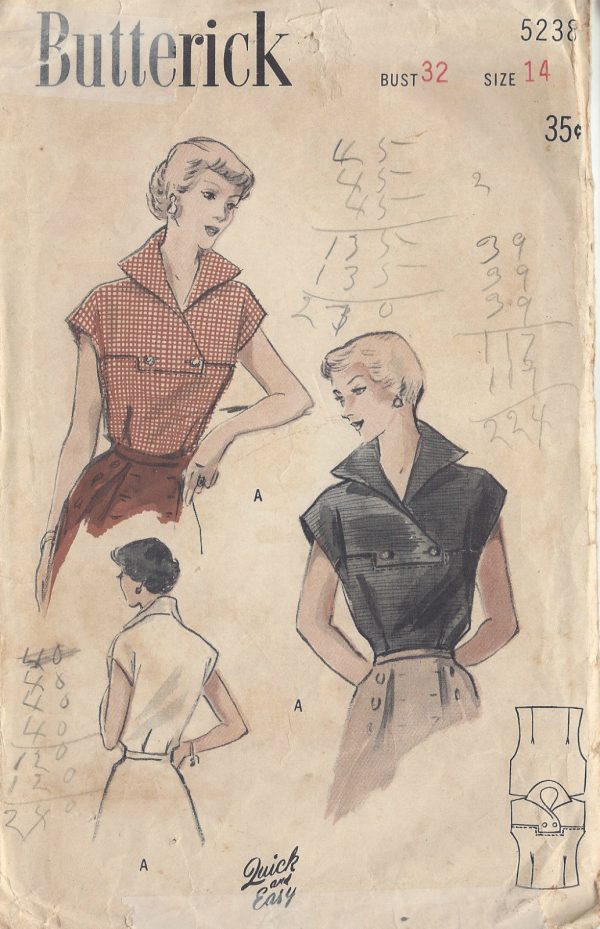 1950s-Vintage-Sewing-Pattern-B32-BLOUSE-R862-261166273298
