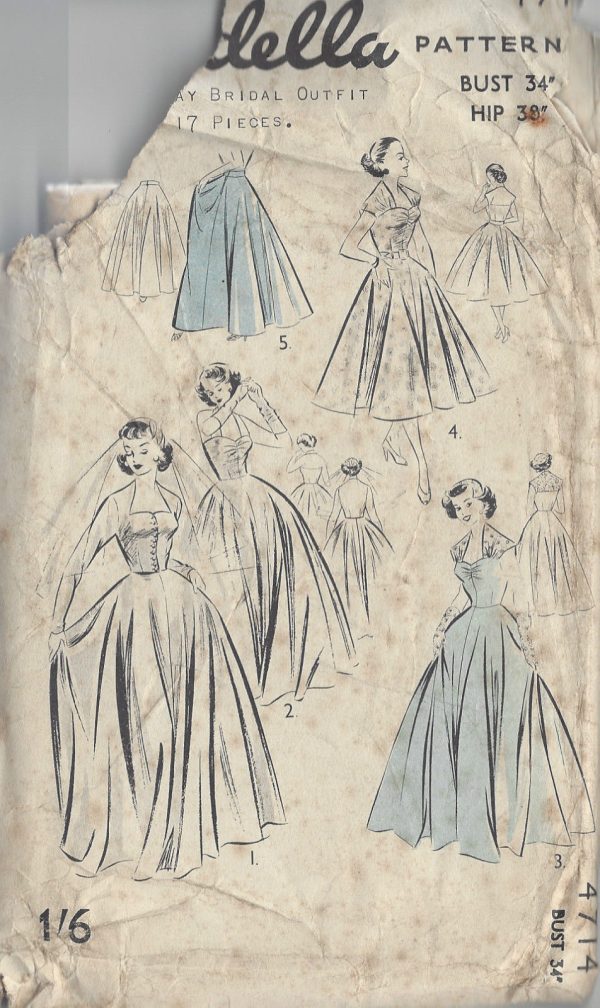 1950s-Vintage-Sewing-Pattern-B34-WEDDING-DRESS-BRIDESMAID-DAY-DRESS-R780-251188821058