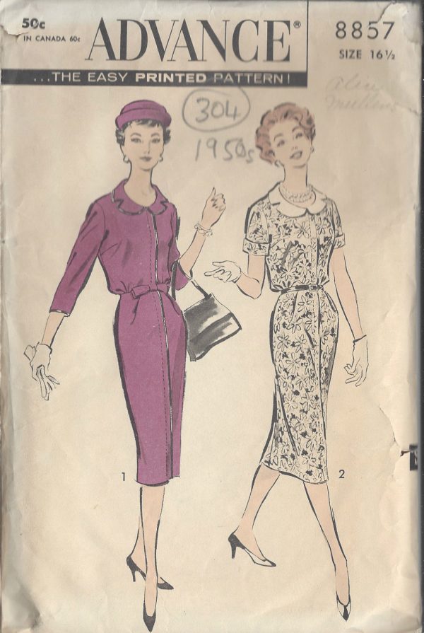 1950s-Vintage-Sewing-Pattern-B37-DRESS-R716-251174327998