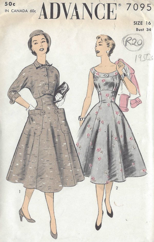 1047 1950 S vintage sewing pattern B34 Wiggle Robe /& Veste