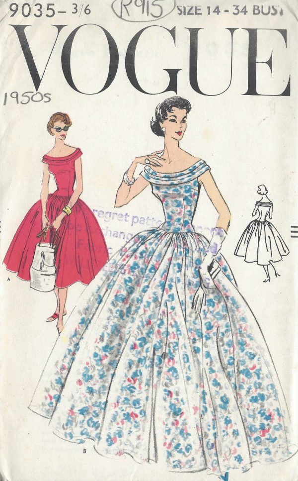 1950s Vintage VOGUE Sewing Pattern B34'' DRESS (R915) - The Vintage ...