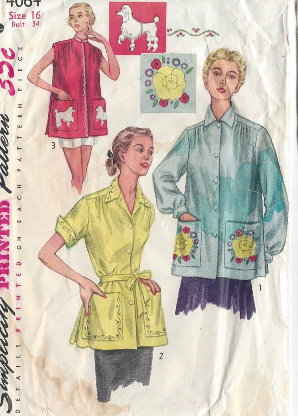 1952-Vintage-Sewing-Pattern-B34-SMOCK-TOP-EMBROIDERY-TRANSFER-R659-251177246648